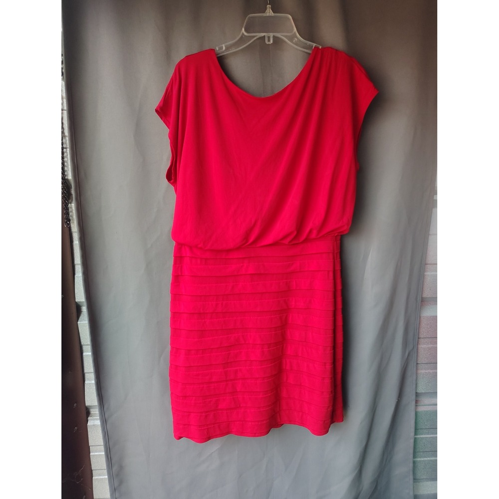 AA Studio Red Tiered Layered Sheath Dress Open‎ Back Cocktail Party Womens 14